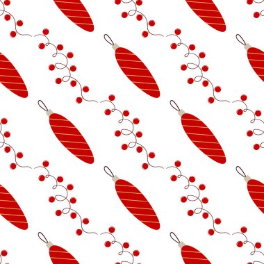 Noel 'in kusursuz deseni elle çizilmiş. Noel ağacı süslemeleri, çelenkler. Tasarım, tekstil, kumaş, duvar kağıdı için yazdır