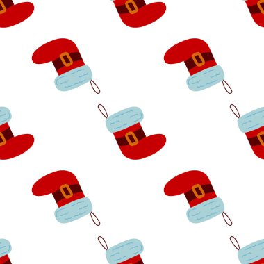 Noel 'in kusursuz deseni elle çizilmiş. Noel çorapları. Tasarım, tekstil, kumaş, duvar kağıdı için yazdır