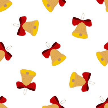 Noel 'in kusursuz deseni elle çizilmiş. Noel çanı. Tasarım, tekstil, kumaş, duvar kağıdı, ambalaj için yazdır