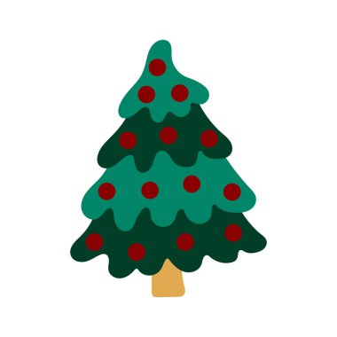 Noel, kış ikonu. Düz çizimler. Noel ağacı. Kartpostallar, el ilanları, afişler ve iç tasarım için tasarım. Simge, rozet, imza, etiket