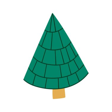 Noel, kış ikonu. Düz çizimler. Noel ağacı. Kartpostallar, el ilanları, afişler ve iç tasarım için tasarım. Simge, rozet, işaret, etiket, iğne