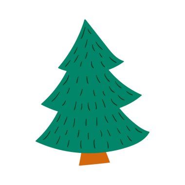 Noel ikonu. Noel ağacı. Düz çizimler. Kartpostallar, el ilanları, afişler ve iç tasarım için tasarım. Simge