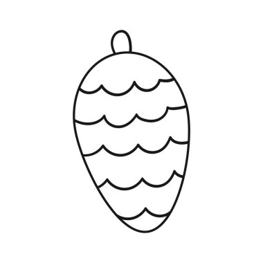 Noel ikonu. Noel süsü. El çizimi monokrom çizimleri. Siyah özet. Boyama sayfaları, kartpostallar için tasarım. Simge, rozet, işaret, etiket, iğne, logo