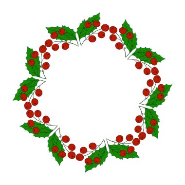 Noel çelengi, Noel süsleri. Yuvarlak kutsal çerçeve. Yaratıcılığınız için şablon