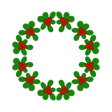 Noel çelengi, Noel süsleri. Yuvarlak böğürtlen. Yaratıcılığın için bir şablon. Kartpostallar, el ilanları için tasarım