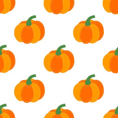 Kabak pürüzsüz vektör deseni. Balkabağı kumaş deseni. Doğal stil, çeşitli baskılar için uygun