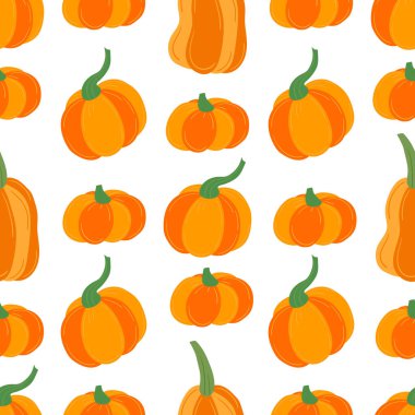 Kabak pürüzsüz vektör deseni. Balkabağı kumaş deseni. Doğal stil, çeşitli izler ve eşarplar için uygun.