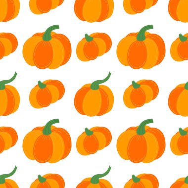 Kabak pürüzsüz vektör deseni. Balkabağı kumaş deseni. Doğal stil, çeşitli izler, eşarplar, kıyafetler, yastıklar, ambalaj, su şişesi için uygun.
