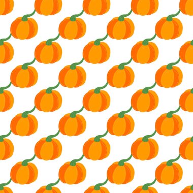 Balkabağı kumaş deseni. Kabak pürüzsüz vektör deseni. Doğal stil, çeşitli izler, eşarplar, giysiler, yastıklar, ambalajlar için uygun.