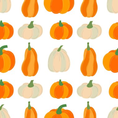 Balkabağı kumaş deseni. Kabak pürüzsüz vektör deseni. Doğal stil, baskılar için uygun