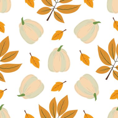 Balkabağı kumaş deseni. Sonbahar kusursuz desen, Şükran Günü. Doğal.