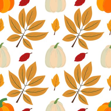 Balkabağı kumaş deseni. Sonbahar kusursuz desen, Şükran Günü. Doğal stil, çeşitli baskılar için uygun