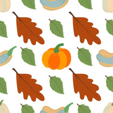 Balkabağı kumaş deseni. Sonbahar kusursuz desen, Şükran Günü. Doğal stil, baskılar için uygun