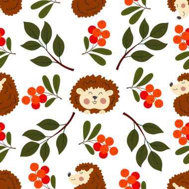 Sevimli sonbahar pürüzsüz deseni. Peri masalı kirpileri. Çocuk odası tasarımı, duvar kağıdı deseni