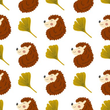 Güz, böğürtlenli, pürüzsüz desen. Sonbahar yaprakları, şirin kirpiler.