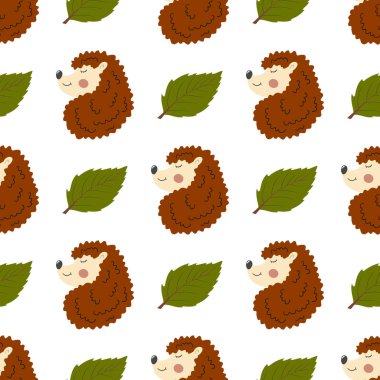 Güz, böğürtlenli, pürüzsüz desen. Sonbahar yaprakları, şirin kirpiler. Desen