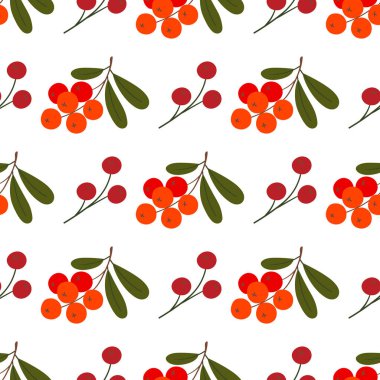 Kırmızı yaban mersinli, dikişsiz bir sonbahar şablonu. Bu kalıp mutfak tasarımı, menüler, duvar kâğıdı ve tekstil için mükemmel.