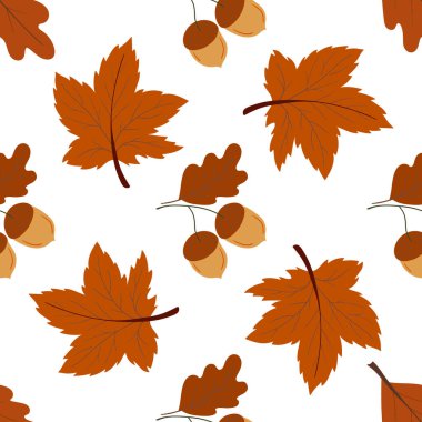 Böğürtlenli, dikişsiz şirin bir sonbahar deseni. Palamut, meşe