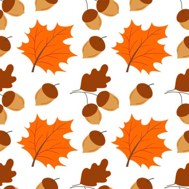 Böğürtlenli, dikişsiz şirin bir sonbahar deseni. Meşe palamudu, meşe ağacı ve sonbahar yaprakları. Bu kalıp mutfak tasarımı, menüler, duvar kağıdı, tekstil ve giysi için mükemmel.
