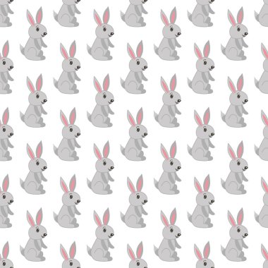 Güzel tavşanları olan kusursuz bir Paskalya deseni. Tasarımlar için mükemmel vektör illüstrasyonu