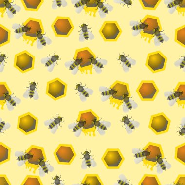 Seamless modeli. Arı, bal ve bal peteği