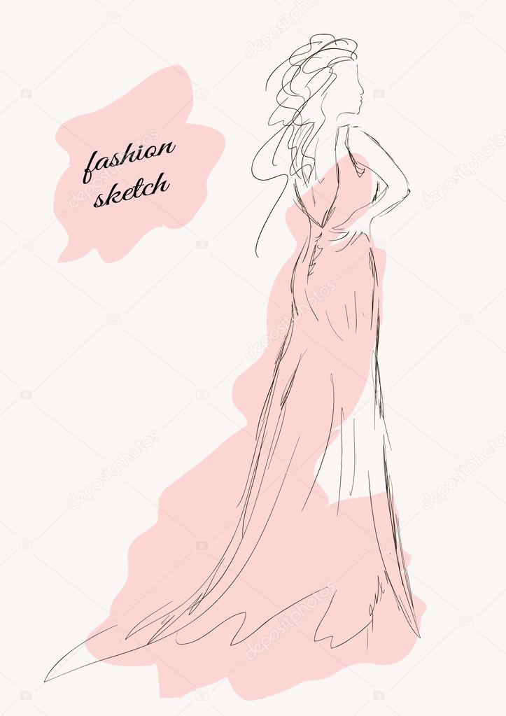 fashion pink model sketch
