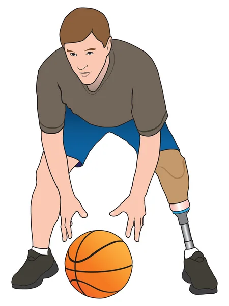 Amputee Basketball Player — Stock Vector