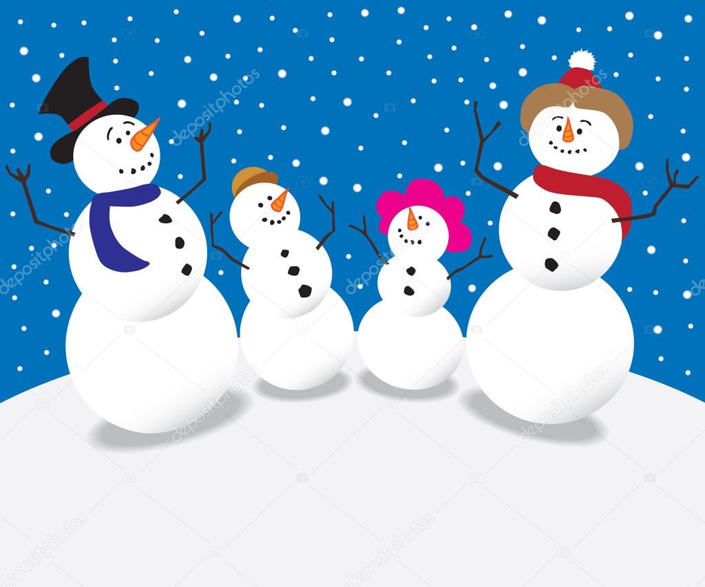 Download Caroon Snowman Family — Stock Vector © Ken_Cook #104846384