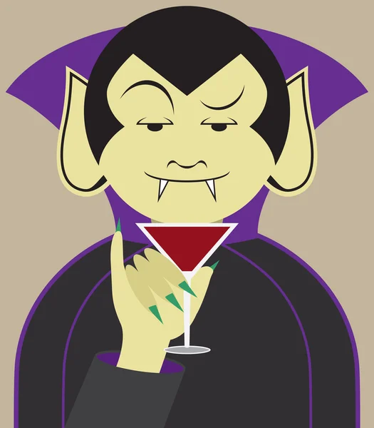 Debonair Vampiro con bebida — Vector de stock