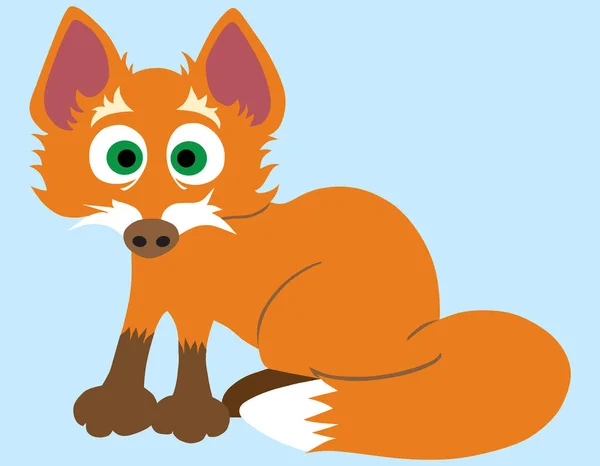 一只扁平的卡通小狐狸看上去很吃惊 — 图库矢量图片