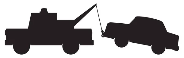 Une Voiture Dessin Animé Fait Remorquer Par Camion Silhouette — Image vectorielle