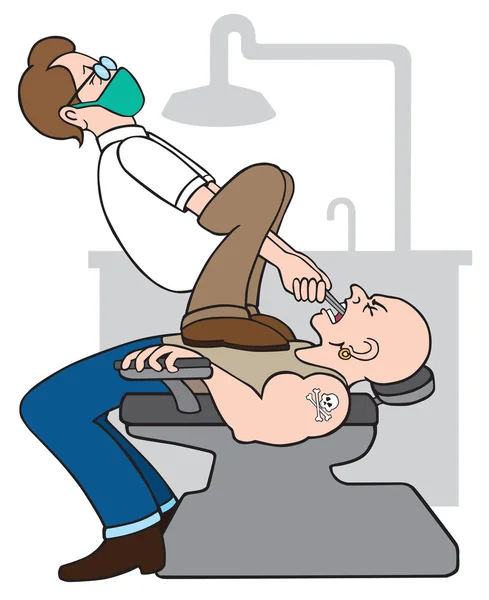 Dentist having difficult extraction — Stock Vector