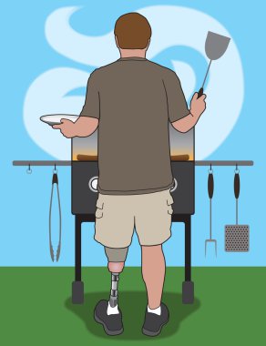 Amputee Barbecuer plaka ve Spatula ile