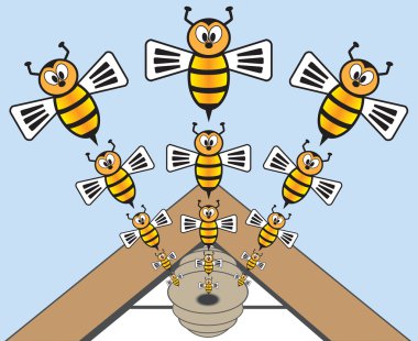 Bees bursting out of hive clipart