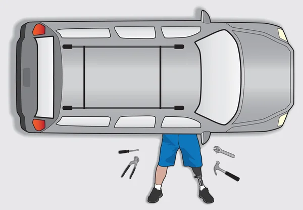 Geamputeerde amateur mechanic — Stockvector