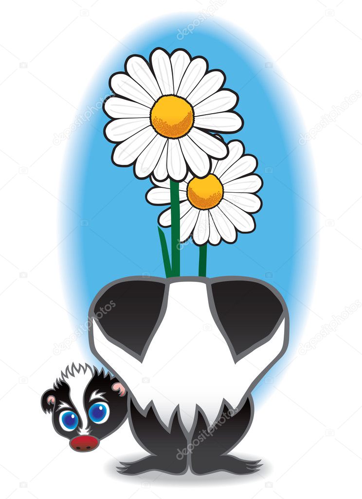 Baby skunk with flower