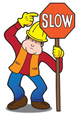 Flagger holding sign clipart
