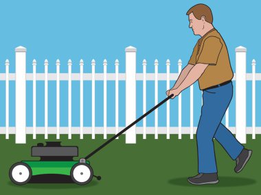 Man With Lawn Mower clipart