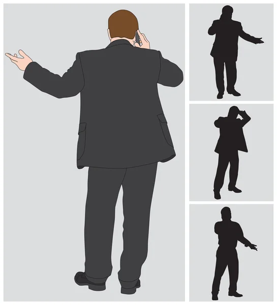 Businessman on Cell 3 — Stock Vector