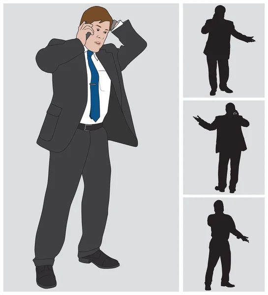 Businessman on Cell 2 — Stock Vector