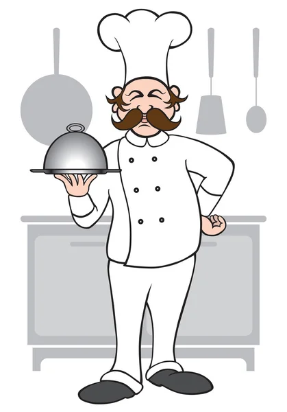 Chef Presenting Dish — Stock Vector