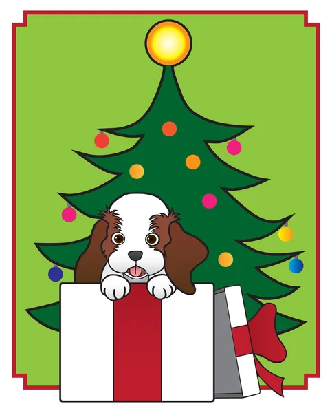 Regalo de cachorro de Navidad — Vector de stock