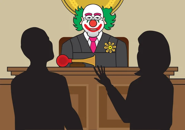 Клоун суддя в суді — стоковий вектор