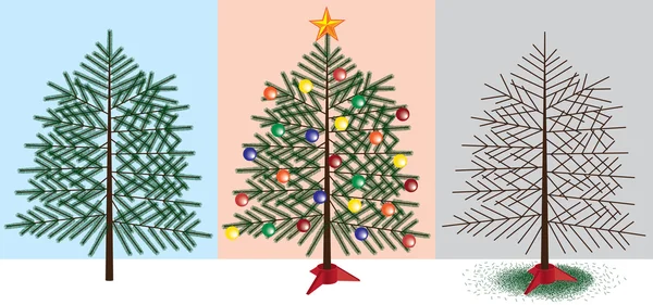 Etapas del árbol de Navidad — Vector de stock
