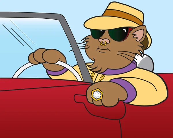 Cool Cat Cruising — Stockvector