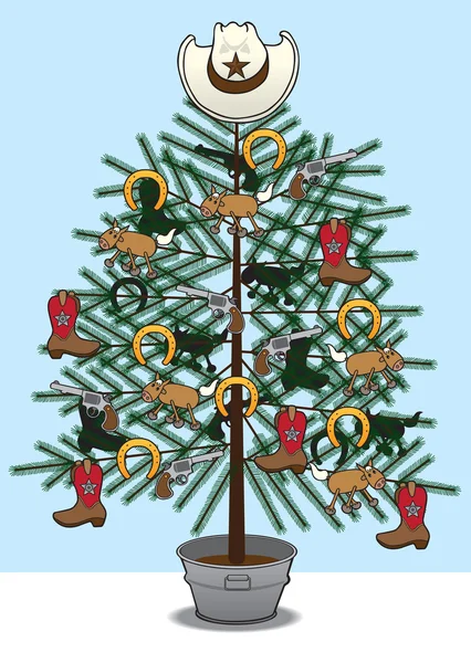 Καουμπόη χριστουγεννιάτικο δέντρο — Διανυσματικό Αρχείο