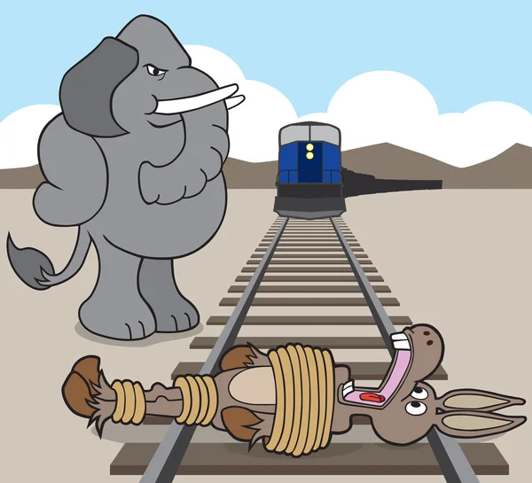 Esel auf den Gleisen — Stockvektor