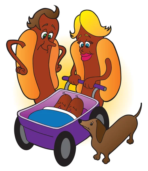 Famille Hot Dog — Image vectorielle