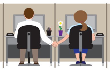 Office workers holding hands clipart