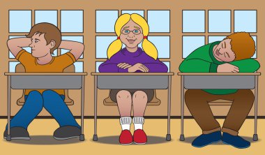 Three school students vector